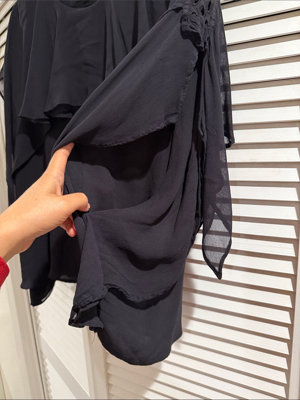 IRO Black Ruffled Overlay Blouse - Picture 2 of 4